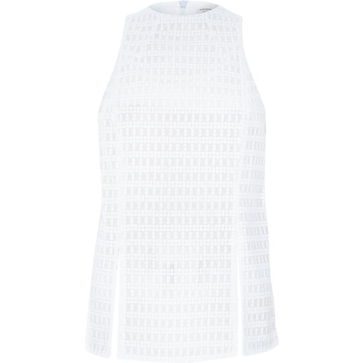 River Island Womens White Split Hemk Top