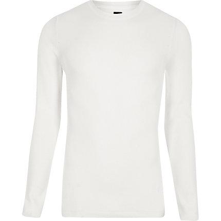 River Island Mens Ri Studio White Crew Neck Muscle Fit Sweater