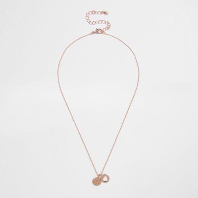 River Island Womens Rose Gold Love Heart Necklace