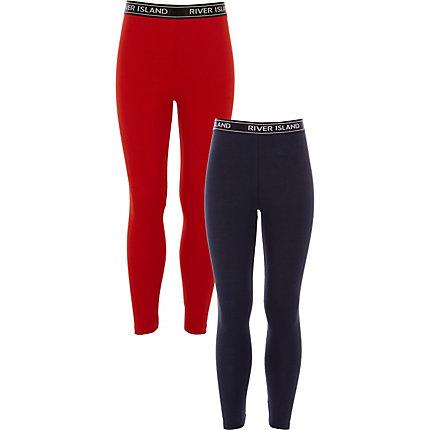 River Island Girls And Red Leggings Pack