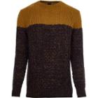 River Island Mens Big And Tall Block Cable Knit Sweater