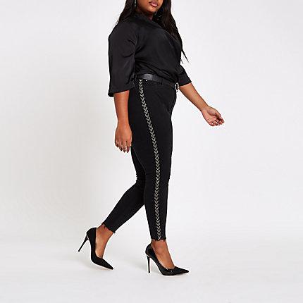 River Island Womens Plus Molly Diamante Tape Jeggings