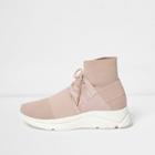 River Island Womens Knitted Sock Lace-up Runner Sneakers