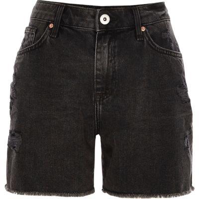 River Island Womens Washed Denim Ripped Boyfriend Shorts