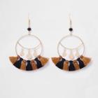 River Island Womens Gold Tone Tassel Drop Hoop Earrings