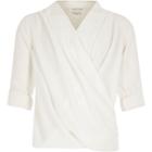 River Island Girls White Lace Back Wrap Front Shirt