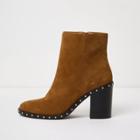 River Island Womens Suede Studded Ankle Western Boots