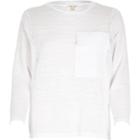 River Island Womens White Pocket Front Long Sleeve Top