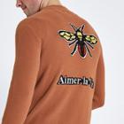 River Island Mens Rust Embroidered Back Bee Bomber Jacket
