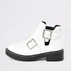River Island Womens White Patent Cut Out Side Chunky Boots