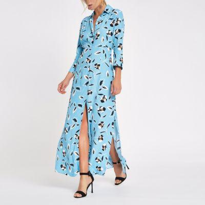 River Island Womens Floral Print Shirt Maxi Dress