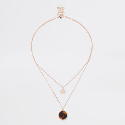 River Island Womens Gold Tone And Yellow Circle Necklace