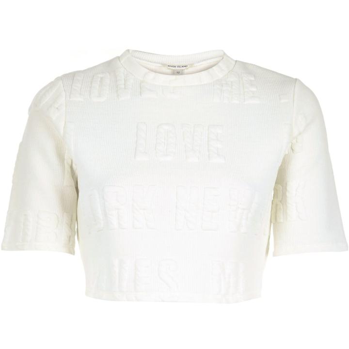 River Island Womens White Puff Print Crop Top