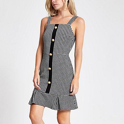 River Island Womens Petite Dogtooth Check Mini Dress