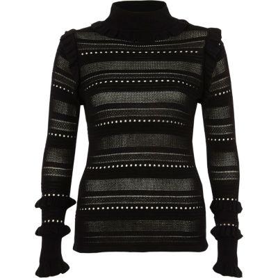 River Island Womens Pointelle Knit Turtle Neck Sweater
