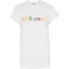 River Island Womens White '100% Proud' Pride Boyfriend T-shirt