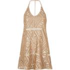 River Island Womens Gold Sequin Swing Dress