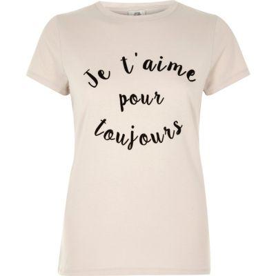 River Island Womens 'je T'aime' Fitted Short Sleeve T-shirt