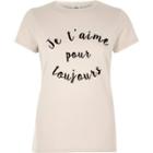 River Island Womens 'je T'aime' Fitted Short Sleeve T-shirt