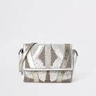 River Island Womens Silver Leather Embellished Fold Over Bag