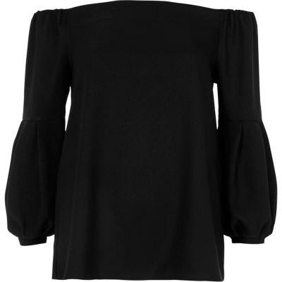 River Island Womens Bardot Long Puff Sleeve Top