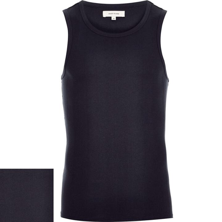 River Island Mensnavy Varied Ribbed Vest