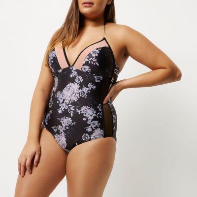 River Island Womens Plus Floral Print Swimsuit