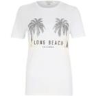 River Island Womens White 'long Beach' Palm Tree Print T-shirt