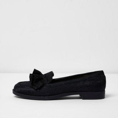 River Island Womens Jacquard Ruffle Loafers