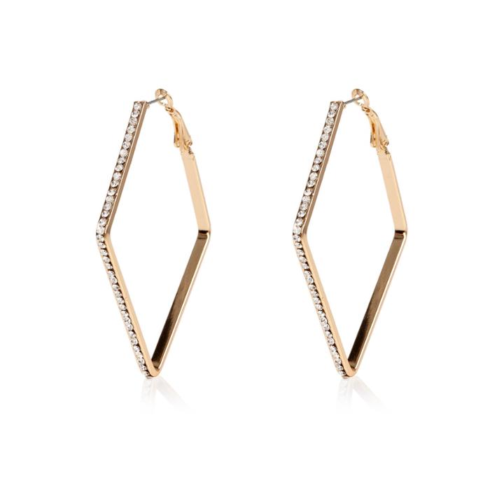 River Island Womens Gold Tone Encrusted Square Hoop Earrings