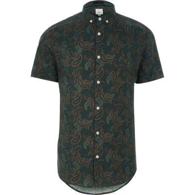 River Island Mens Paisley Print Short Sleeve Shirt