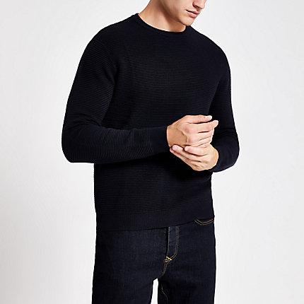 River Island Mens Slim Fit Knitted Crew Neck Jumper