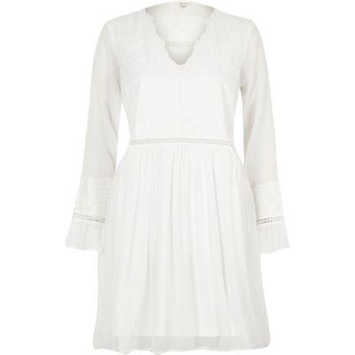 River Island Womens Lace Long Sleeve Smock Dress