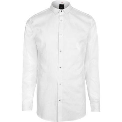 River Island Mens White Feather Print Slim Fit Shirt
