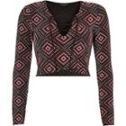 River Island Womens Print Lace-up Neck Crop Top