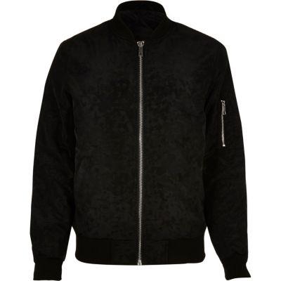 River Island Mensblack Camo Bomber Jacket
