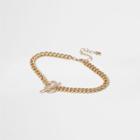 River Island Womens Gold Tone Bling T-bar Anklet