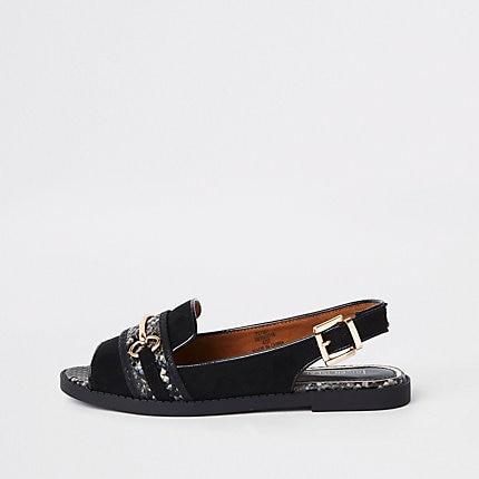 River Island Womens Snake Peep Toe Wide Fit Snaffle Sandals