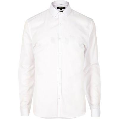 River Island Mens White Smart Textured Slim Fit Shirt