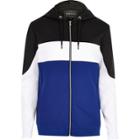 River Island Mensblue Color Block Zip Up Hoodie