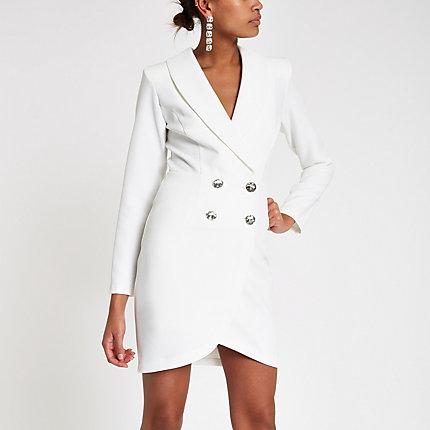 River Island Womens Rhinestone Embellished Bodycon Tux Dress