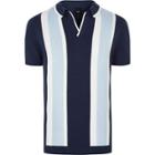 River Island Mens Big And Tall Stripe Revere Knit Polo Shirt