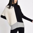 River Island Womens Ribbed Knit Color Block Sweater
