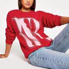 River Island Womens 'rvr' Print Oversized Studded Jumper