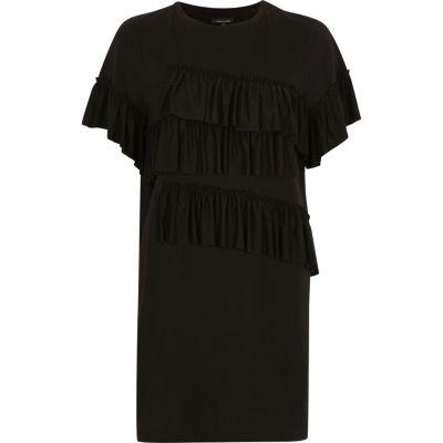 River Island Womens Frill Oversized Longline T-shirt