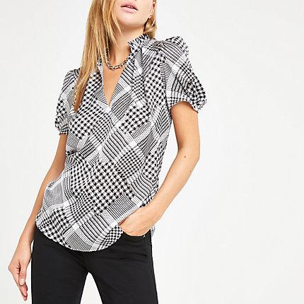 River Island Womens Dogtooth V Neck Shell Top