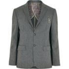 River Island Mensgrey Herringbone Wool-blend Blazer