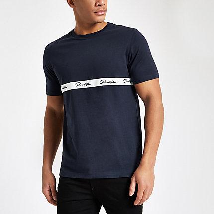 River Island Mens Slim Fit Printed Tape T-shirt