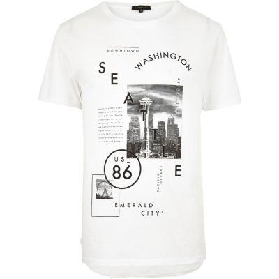 River Island Mens White Washington Print T-shirt