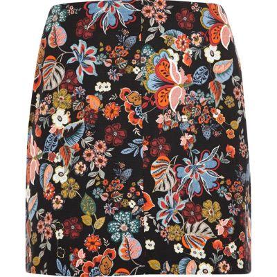 River Island Womens Plus Floral Print Mini Skirt